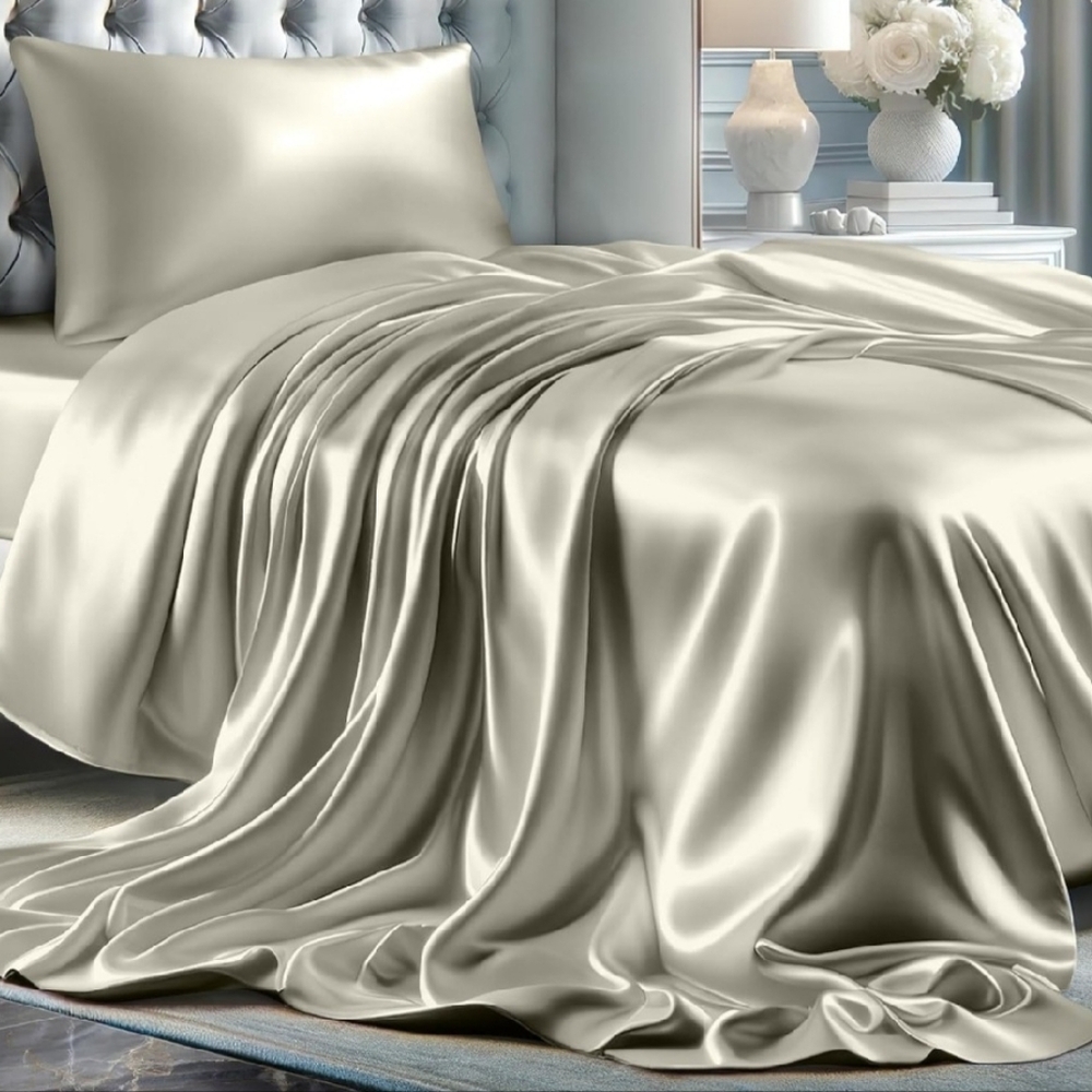 New Ivory Satin Sheet Set - Full